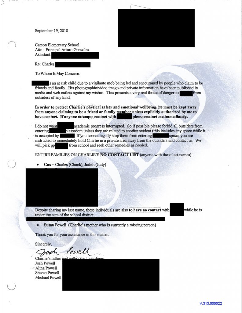 Odd Document, Behavior At Son's School Noted In Susan Powell Case