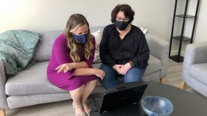 Heather Okiishi and Kimberly Garrard, both widows, work in an online meeting to plan a fundraising event for their group WW Ministering Angels. (KSL-TV)