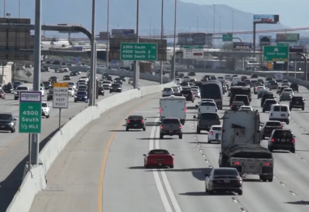 A car crosses the solid, double white line which could have resulted in a $351 fine.