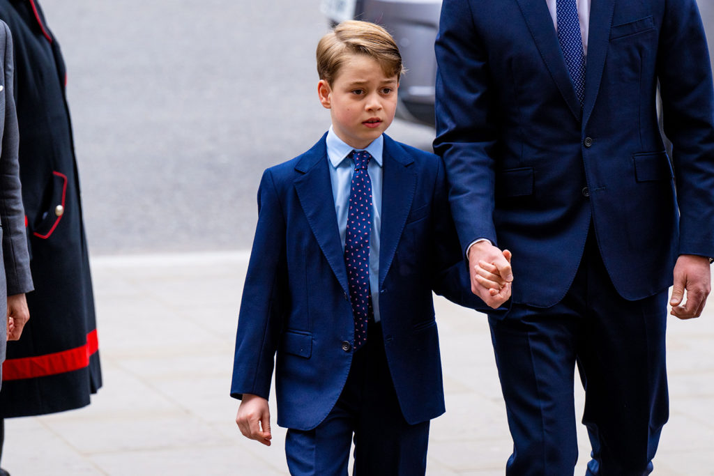 Prince George attends the memorial service for the Duke Of Edinburgh at Westminster Abbey on March 29. (Patrick van Katwijk/Getty Images via CNN)