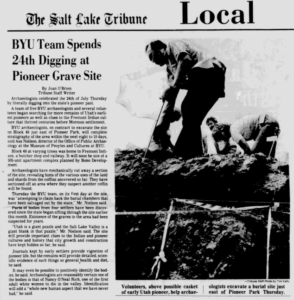 The Salt Lake Tribune reports on the pioneer remains found. (Utah Digital Newspapers)