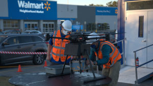 Participating stores will house a DroneUp delivery hub with a team of certified pilots, operating within FAA guidelines, that safely manage flight operations for deliveries. (Walmart)