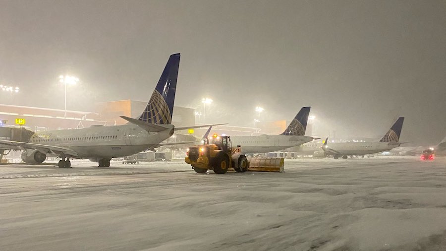 Chicago O'Hare International Airport during winter weather