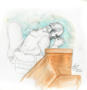 Larry Woodcock, Court sketch 4/11