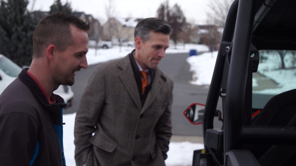 Jed Peterson speaks with Mike Headrick about his Polaris RZR recall. (Tanner Siegworth/KSL TV)
