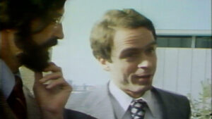 Ted Bundy speaks to reporters in Salt Lake City, Utah outside a courthouse on November 21, 1975. (Archive, KSL TV)