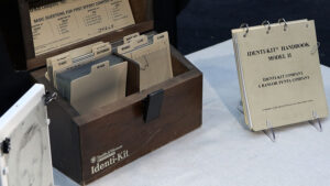 This 1970s-era Identi-kit allowed police to generate composite images of faces by stacking transparencies of individual features. (KSL TV/Meghan Thackery)