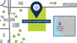 Map showing location of the Modesto California Temple. (The Church of Jesus Christ of Latter-day Saints)
