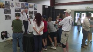 Steve Casquarelli, former Lt. with the New York City Fire Department, speaking to visitors about the falling of the towers. (KSL TV)