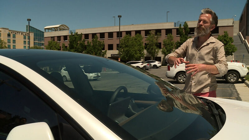Daniel Wheelwright says his insurance company cancelled his coverage after he made three claims for new windshields in two years. (Mark Wetzel, KSL TV)
