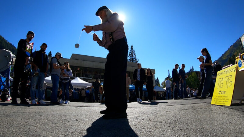 Dale Myrberg at Snowbird's Oktoberfest, entertaining crowds for his 35th year. (Peter Rosen, KSL TV)