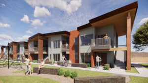 A rendering of planned housing in Moab, Utah, that hopes to ease the city's extreme affordable housing crisis. (Utah Housing Corporation)