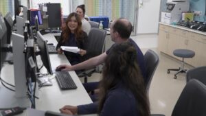 Cuevas working with her co-workers at Primary Children's Hospital. (KSL TV)
