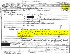 A Salt Lake County Sheriff’s Office deputy filed this initial report in the Nancy Wilcox case, listing her date of disappearance as Oct. 1, 1974. Highlights added by KSL. (KSL TV)