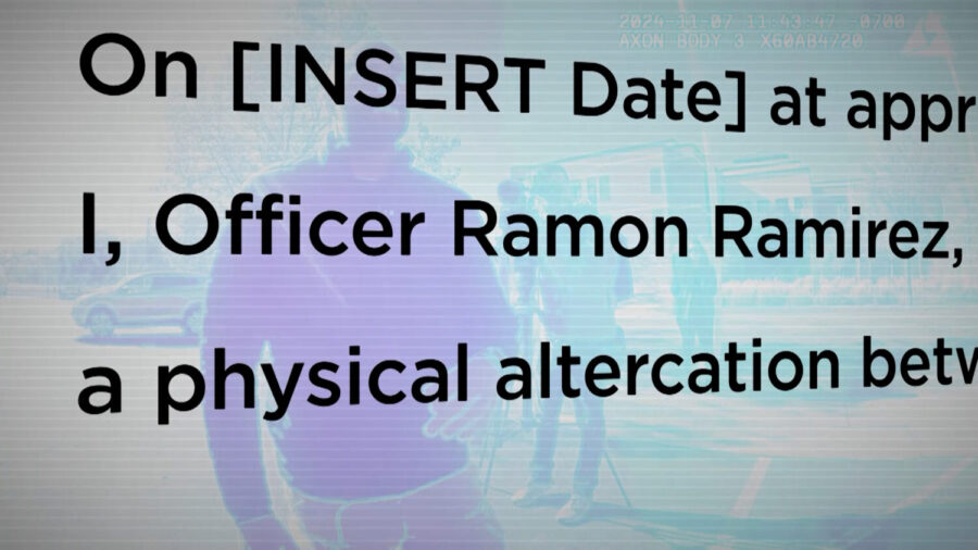 Axon's Draft One program generates a draft of a police report based on audio captured by Officer Ramirez's body camera during a demonstration. (Tanner Siegworth, KSL TV)