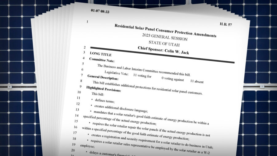 If passed, HB57 would delay a homeowner's financial obligation for a solar system until that system is running and creating usable energy. (KSL TV)