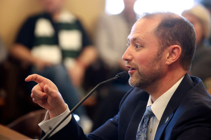 Rep. Jordan Teuscher, R-South Jordan, presents HB0267 Public Sector Labor Union Amendments during a House Business, Labor, and Commerce Committee meeting at the Capitol in Salt Lake City on Thursday, Jan. 23, 2025. (Kristin Murphy, Deseret News)