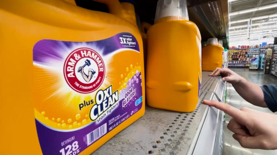 Shoppers can easily find jugs of laundry detergent selling for $16, $20, and more. (John Wilson, KSL TV)
