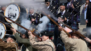 A ceremony at the Utah Capitol commemorates the 250th anniversary of the Shot Heard Round the World on Saturday, April 19, 2025. (Ray Boone, KSL TV)