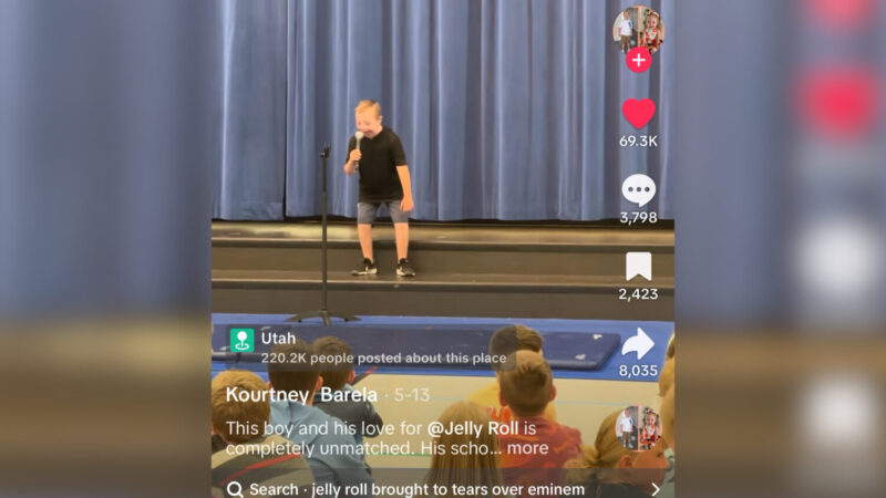 Brandon Barela sings "I'm Not Okay," at his 3rd grade talent show. (Courtesy Barela family)