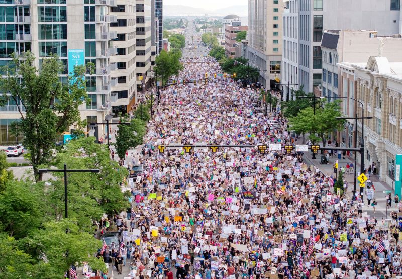 Protesters participate in a “No Kings” protest and march in Salt Lake City on Saturday, June 14, 2025. (Scott G. Winterton, Deseret News)
