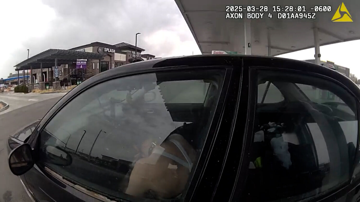 A Lehi officer finding Haley Sullivan in her car at the gas station on March 25. (The Lehi Police Department)