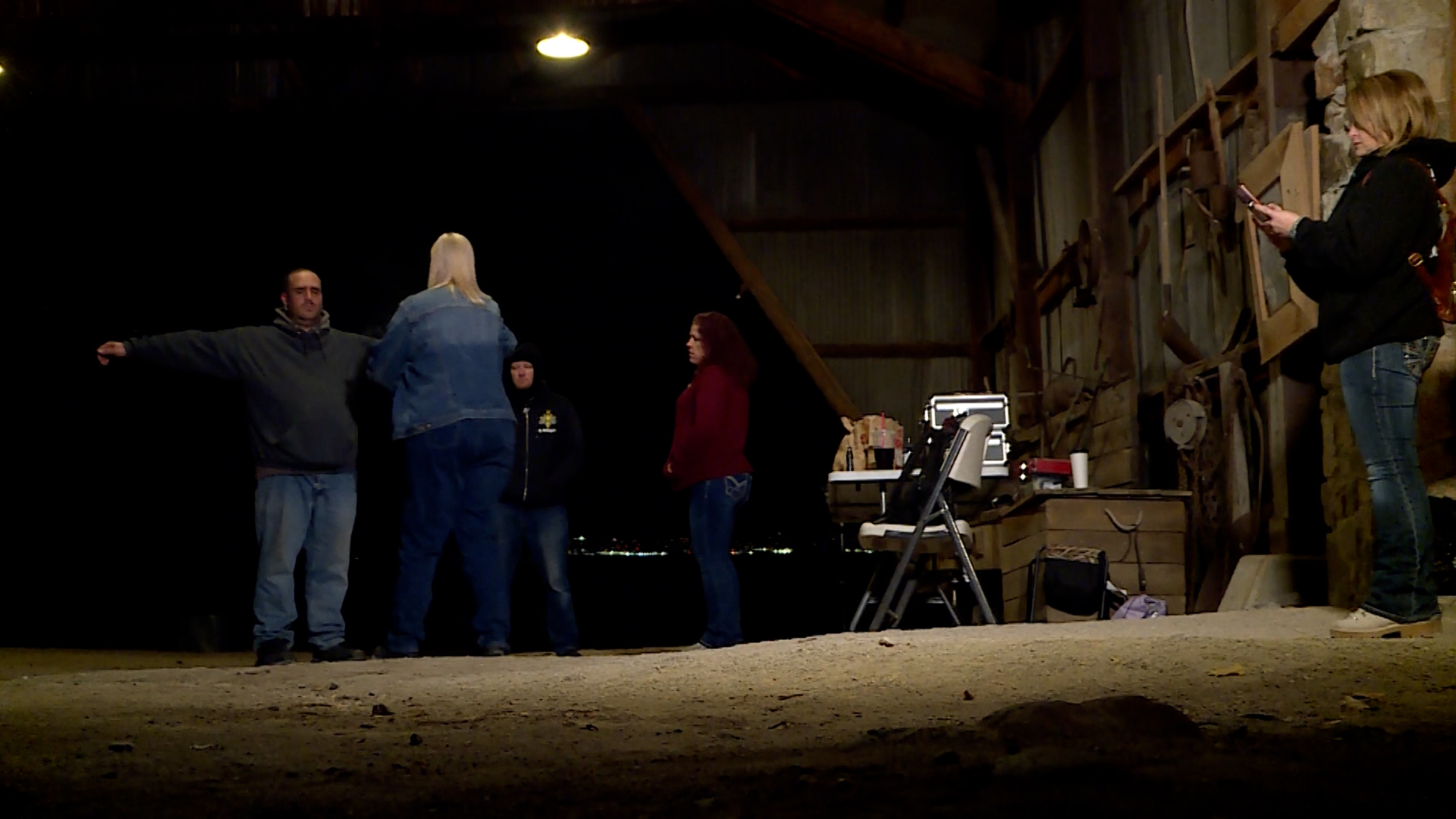 The paranormal team at Fielding Garr Ranch cleansing themselves after finding a mysterious stretch during their investigation in 2021. (KSL TV)