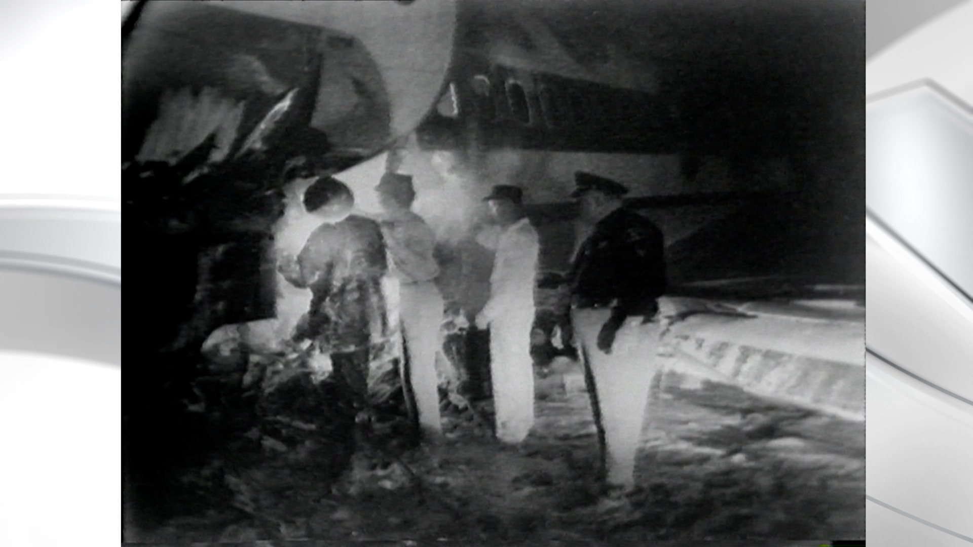 First responders looking for survivors and investigating the remains of Flight 227 on Nov. 11, 1965. (File, KSL TV)