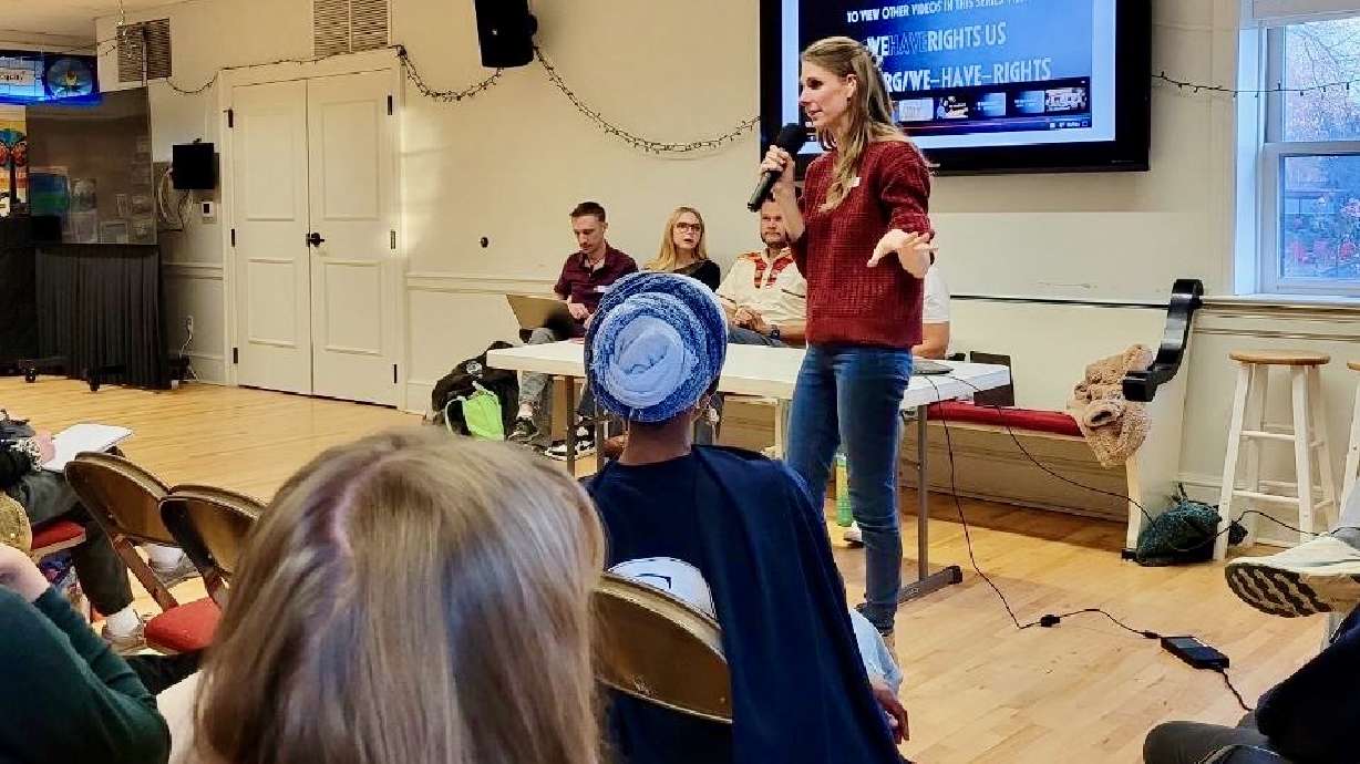 Liz Maryon, of the Salt Lake Community Bail Fund, at a Dec. 13 training session in Salt Lake City f...
