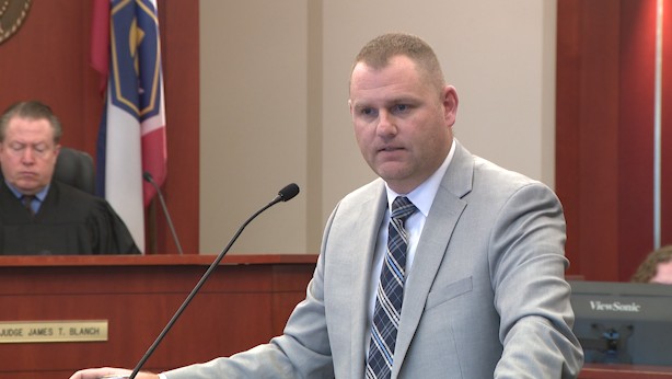Chris Burk's defense attorney, Brad Schmidt during opening statements (Istvan Bartos, KSL)