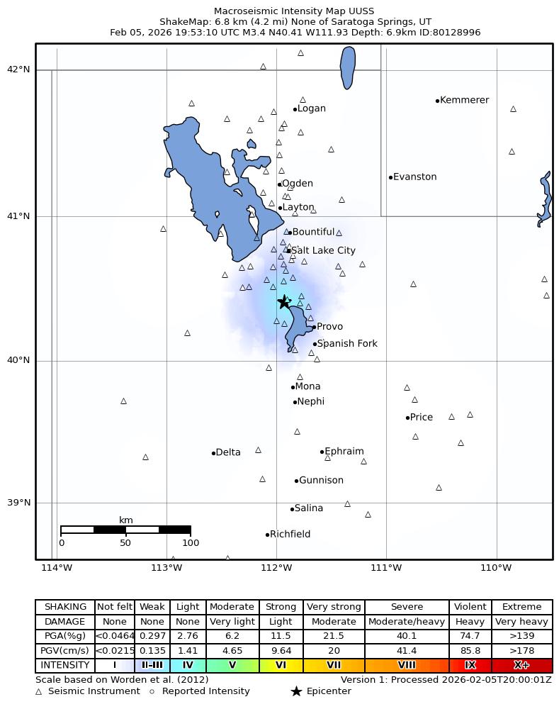 Shakemap courtesy of USGS.