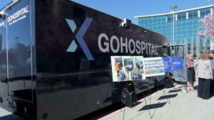 The mobile cancer care unit featured here is a prototype. The official Huntsman Cancer Institute unit, with the institute’s logo, is expected to launch this fall. (Emma Benson, KSL)