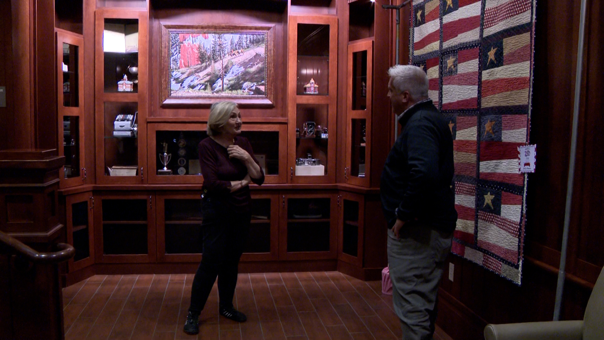Elaine Baldwin speaking to KSL about the 250th celebration and all the quilts being made for the event. (Marc Weaver, KSL)