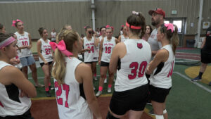 Head coach Jeremy Webb gives the Lady Bears a pep talk ahead of their game, Wednesday. (Mike Anderson, KSL)