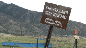 A sign that indicates private property on Knight's land. (Mike Anderson KSL)