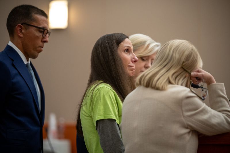 Surrounded by her attorneys, Kouri Richins speaks at her sentencing in 3rd District Court in Park City on Wednesday, May 13, 2026. (Pool)