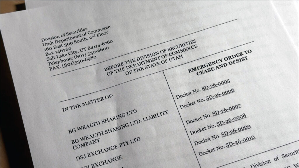 Utah issues cease-and-desist orders against BG Wealth as human trafficking allegations surface. (Matt Gephardt, KSL)