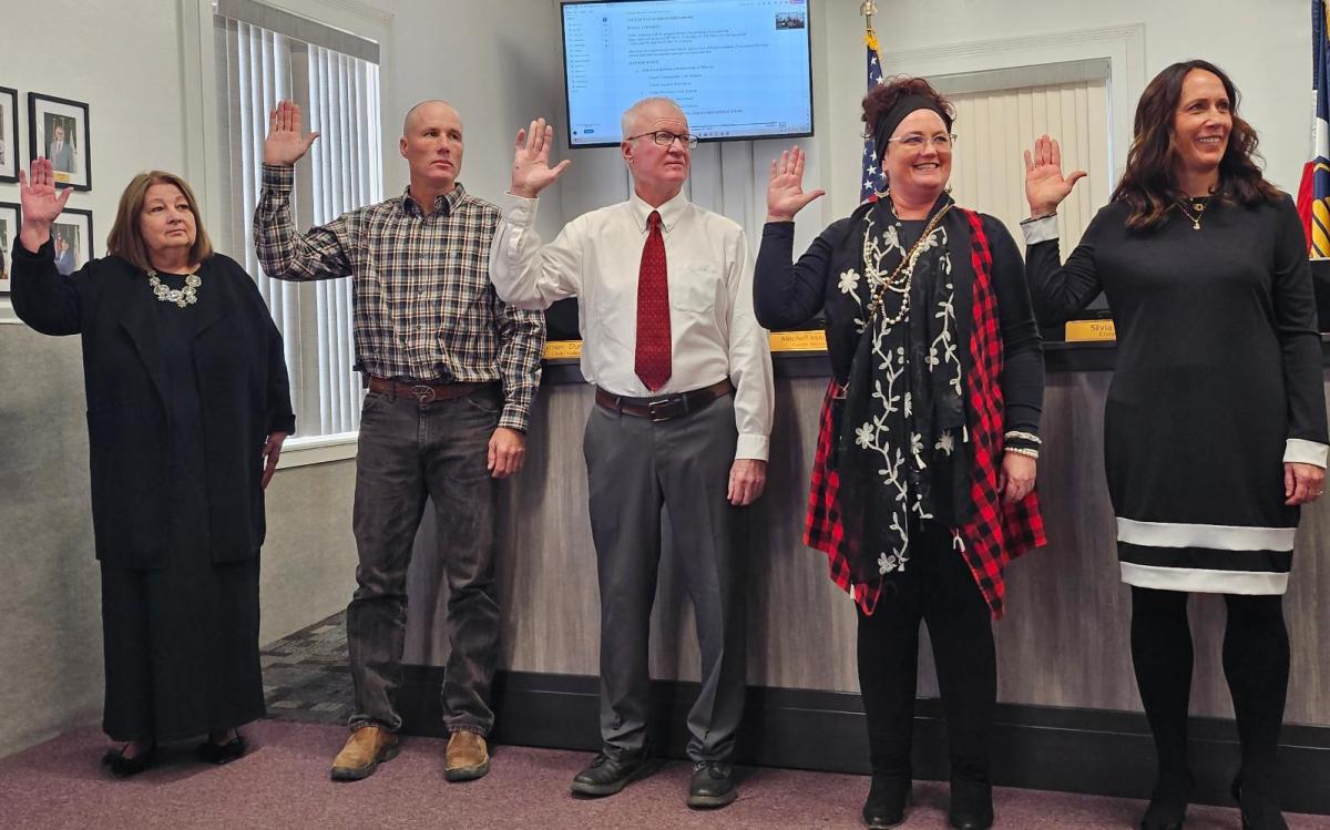 San Juan County Assessor Rick Meyer, center wearing a red tie, is pictured in a 2025 photo. (San Juan County)