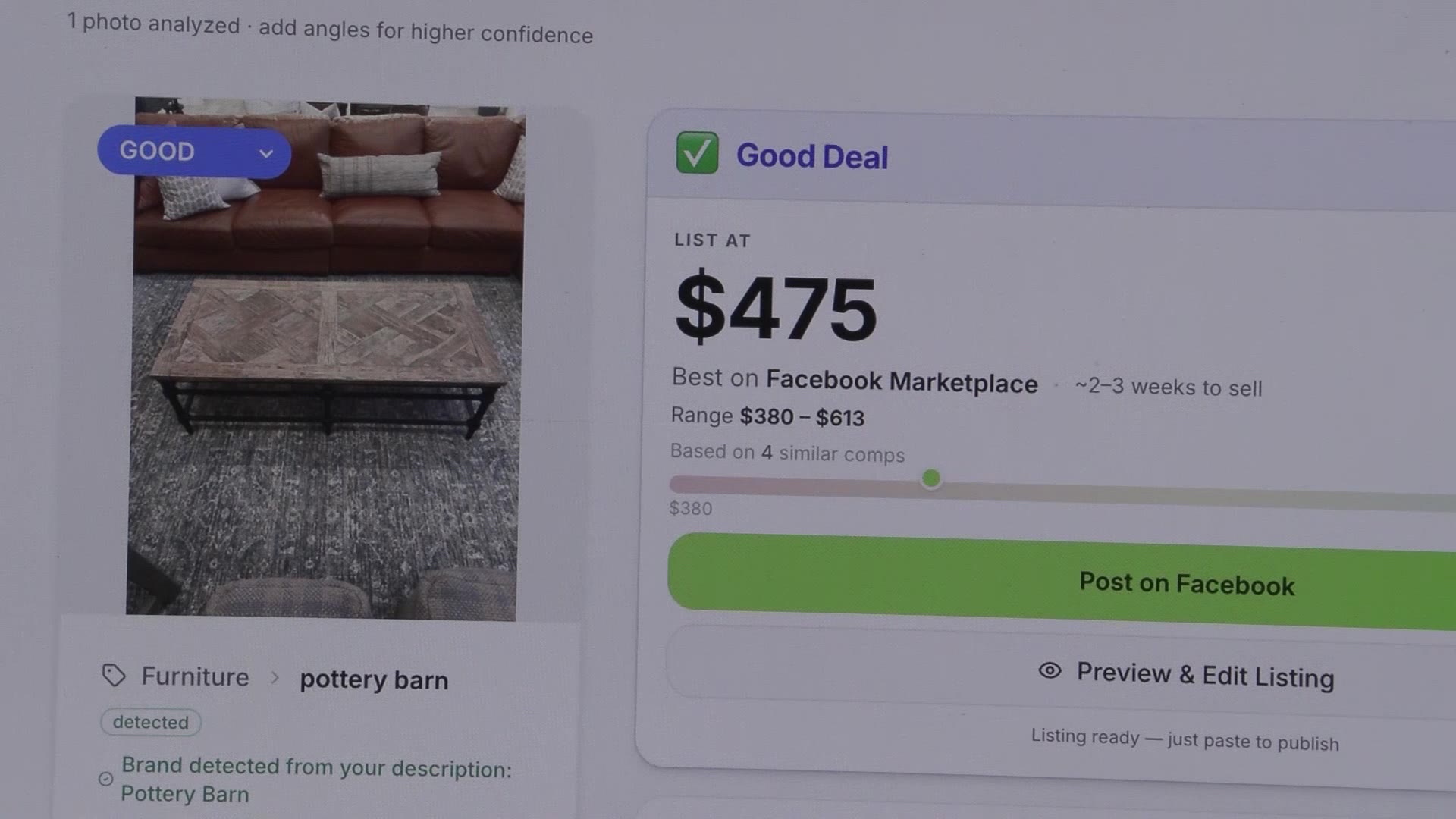 The app uses a mix of image recognition, an AI tool and resale data to identify items and generate pricing recommendations. (Ray Boone, KSL)